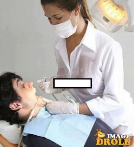 How to make stubborn people having a hard time at the dentist open their mouth guarantee to work by having a female dentist with no bra and wet her breast